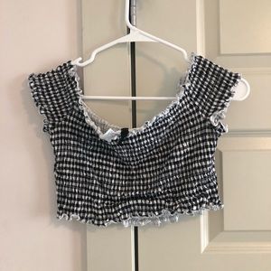 Black and white gingham crop top